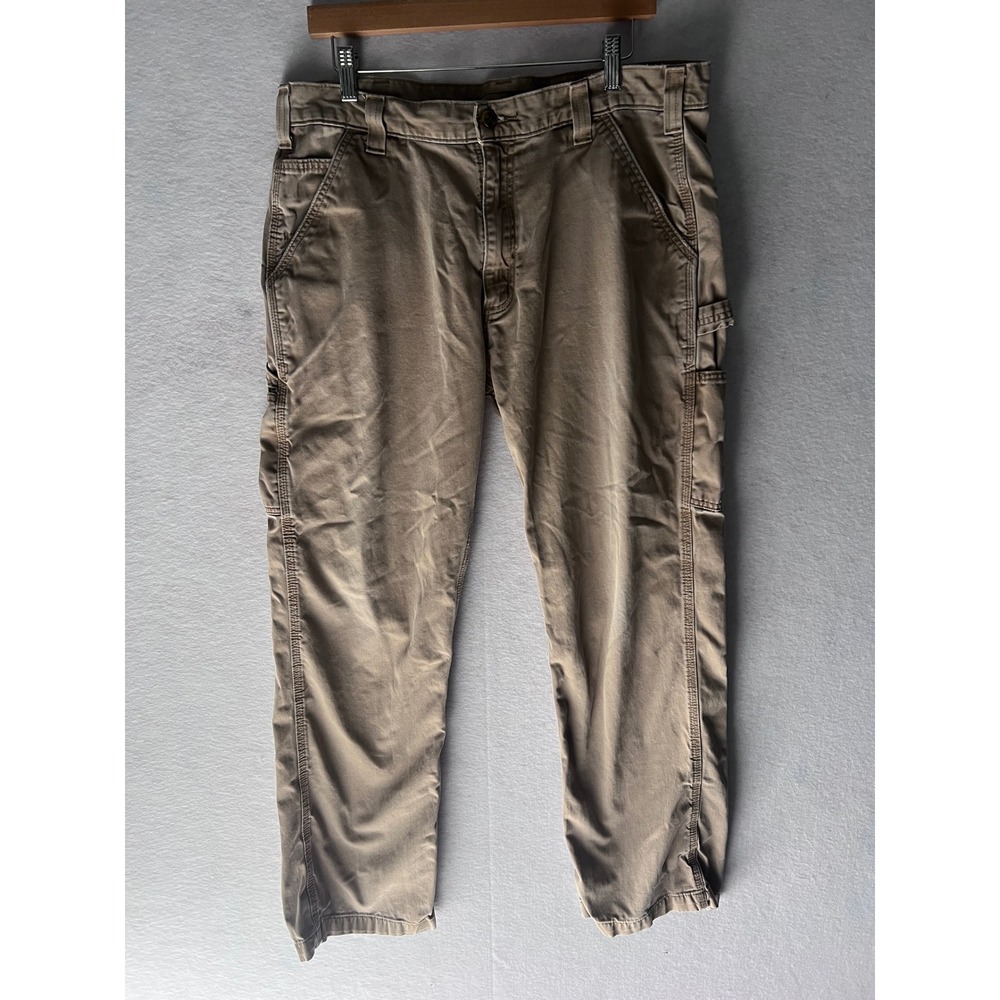 Carhartt Mens Relaxed Fit Carpenter Pants Khaki 36x32 Workwear Canvas Utility
